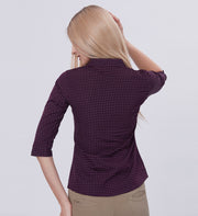 Blum Denim Women's (1003) Navy Blue Formal Shirt with Shirt Collar, 3/4 Sleeves, in Inbox Fabric