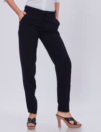 Blum Denim Women's (1301) Black Regular Fit Solid Formal Casual Trousers