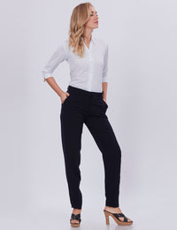 Blum Denim Women's (1301) Black Regular Fit Solid Formal Casual Trousers