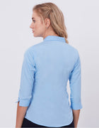 Blum Denim Women's (1002) Blue Formal Shirt with Shirt Collar, 3/4 Sleeves, in Blue Inbox Fabric