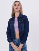 Blum Denim Women's (1600) Dark Blue Non-Stretchable Knitted Denim Jacket: Timeless Style, Modern Comfort