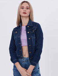 Blum Denim Women's (1600) Dark Blue Non-Stretchable Knitted Denim Jacket: Timeless Style, Modern Comfort