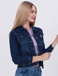 Blum Denim Women's (1600) Dark Blue Non-Stretchable Knitted Denim Jacket: Timeless Style, Modern Comfort