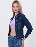 Blum Denim Women's (1600) Dark Blue Non-Stretchable Knitted Denim Jacket: Timeless Style, Modern Comfort