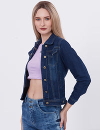 Blum Denim Women's (1600) Dark Blue Non-Stretchable Knitted Denim Jacket: Timeless Style, Modern Comfort