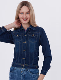 Blum Denim Women's (1600) Dark Blue Non-Stretchable Knitted Denim Jacket: Timeless Style, Modern Comfort