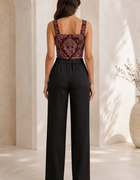 Blum Denim Women's Black High-Rise Pleated Wide-Leg Tailored Trousers | Elegant Formal Fit (2602BLACK)