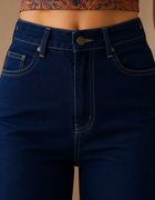Blum Denim Women's Dark Blue High-Waist Wide-Leg Straight Fit Jeans | Stretchable Casual Denim (3796DX)