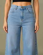 Blum Denim Women's Light Blue High-Waist Wide-Leg Straight Fit Jeans | Stretchable Casual Denim (3796ICE)