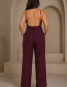 Blum Women's Wine Relaxed Wide-Leg Korean-Style Trousers | Contemporary Casual Fit (3833WINE)
