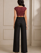 Blum Women's Black Relaxed Wide-Leg Korean-Style Trousers | Contemporary Casual Fit (3833BLACK)