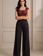 Blum Women's Black Relaxed Wide-Leg Korean-Style Trousers | Contemporary Casual Fit (3833BLACK)