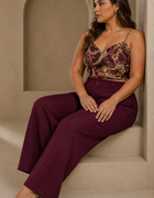Blum Women's Wine Relaxed Wide-Leg Korean-Style Trousers | Contemporary Casual Fit (3833WINE)