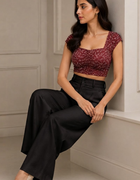 Blum Women's Black Relaxed Wide-Leg Korean-Style Trousers | Contemporary Casual Fit (3833BLACK)