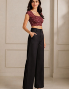 Blum Women's Black Relaxed Wide-Leg Korean-Style Trousers | Contemporary Casual Fit (3833BLACK)