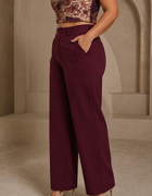 Blum Women's Wine Relaxed Wide-Leg Korean-Style Trousers | Contemporary Casual Fit (3833WINE)