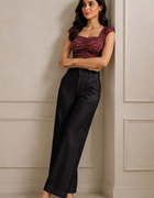 Blum Women's Black Relaxed Wide-Leg Korean-Style Trousers | Contemporary Casual Fit (3833BLACK)