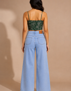 Blum Denim Women's Washed Light Blue High-Rise Wide-Leg Jeans | Casual Non-Stretch Denim (7109ICE)