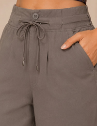 Blum Women's Brown High-Rise Tie-Waist Straight-Fit Trousers | Elegant Casual Wear (7160BROWN)