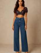 Blum Denim Women's Tint Dark Blue High-Rise Wide-Leg Jeans | Lightly Washed Denim (7206TINT)