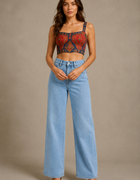 Blum Denim Women's Light Blue High-Rise Wide-Leg Jeans | Lightly Washed Casual Denim (7206ICE)