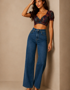 Blum Denim Women's Tint Dark Blue High-Rise Wide-Leg Jeans | Lightly Washed Denim (7206TINT)