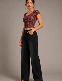 Blum Denim Women's Signature Carbon Black High-Rise Wide-Leg Jeans | Soft Faded Wash (7210C.BLACK)